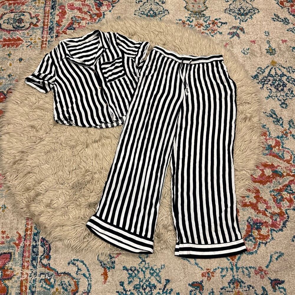 Free People Monochrome Striped Pajama Set